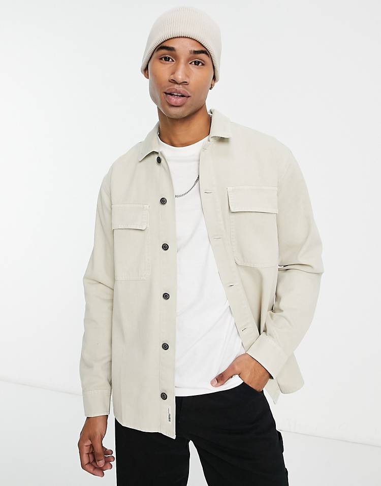 Pull&Bear overshirt in ecru